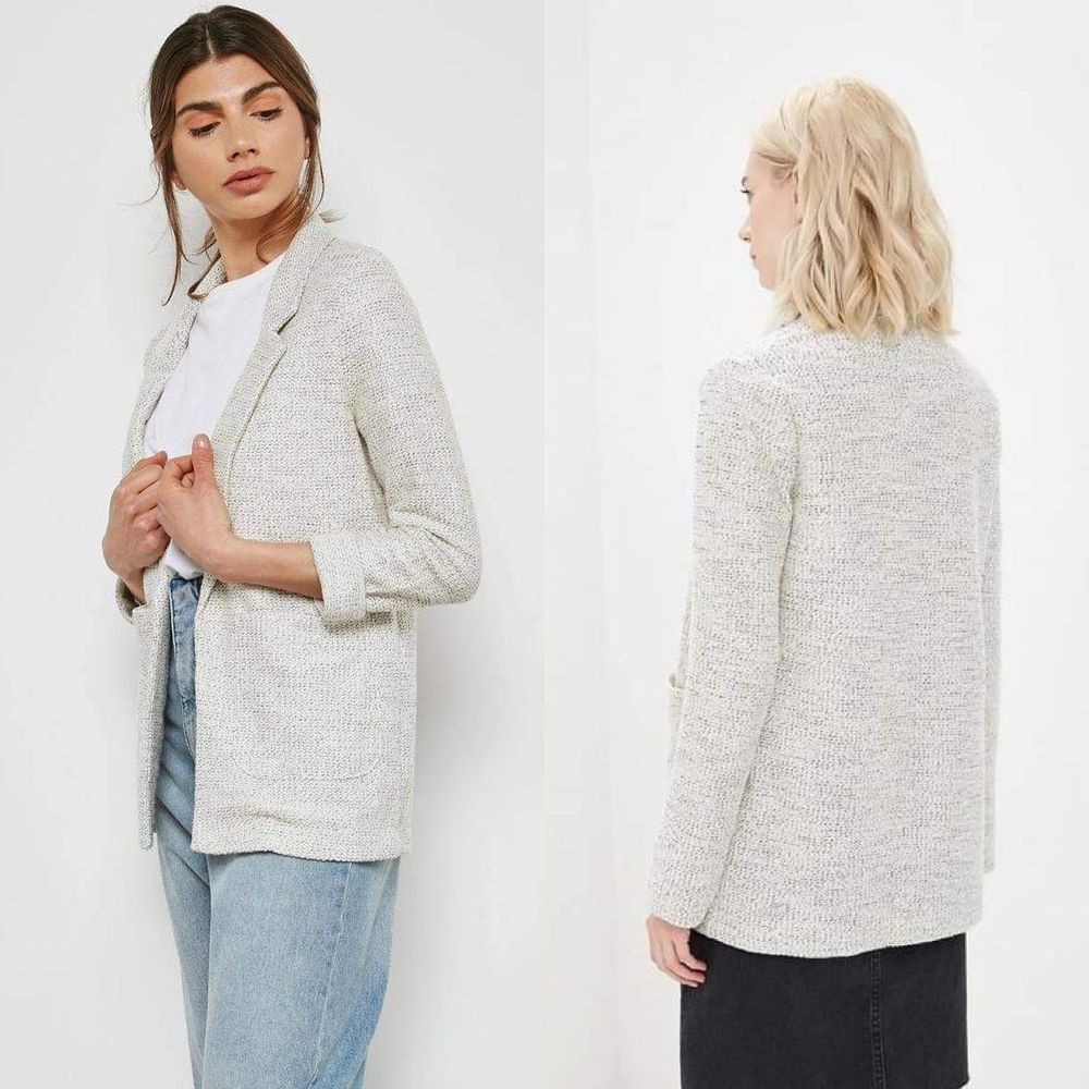 Topshop Speckled Knit Longline Blazer Cardigan